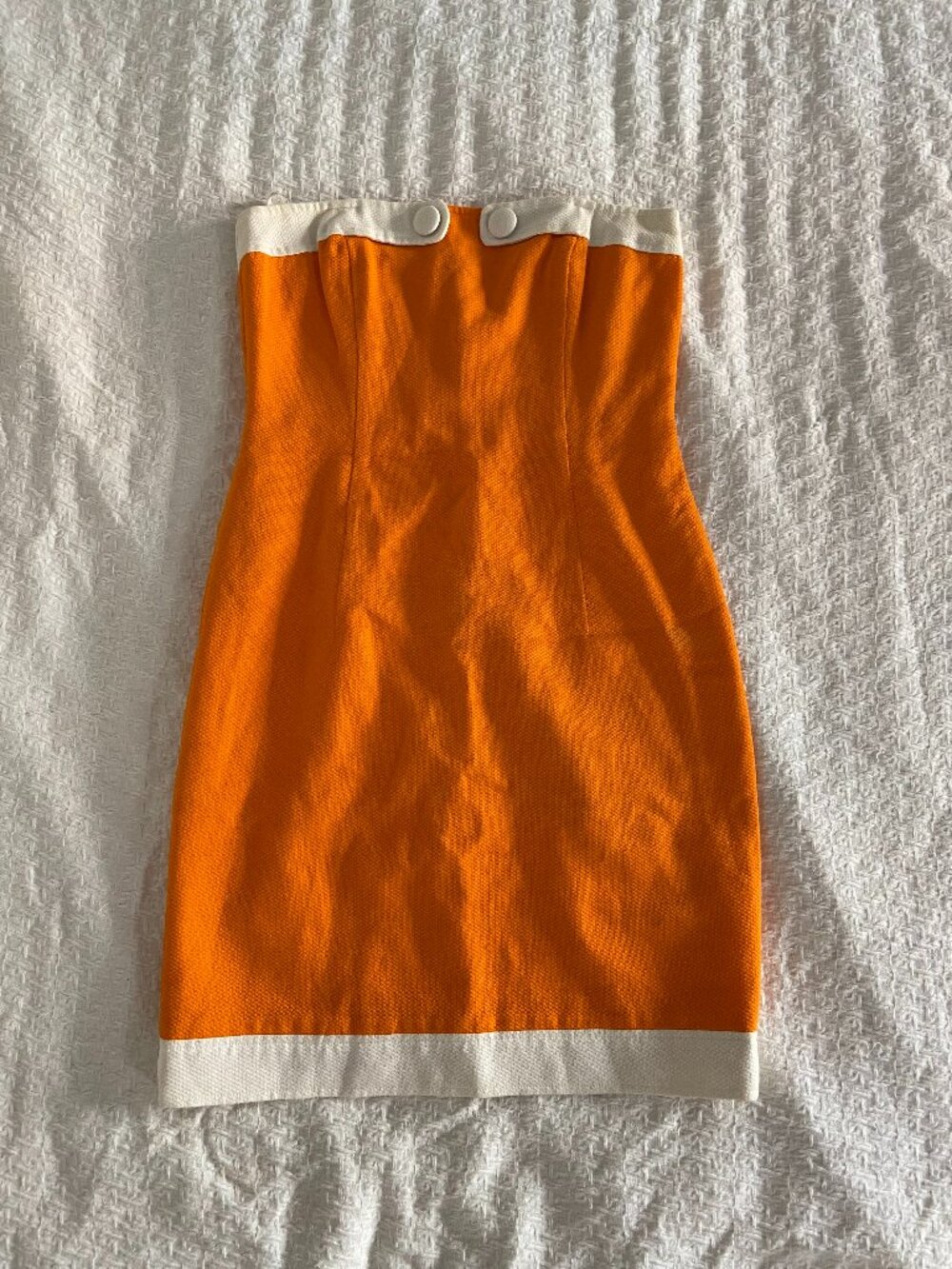 David Meister Orange & Ivory Strapless Dress